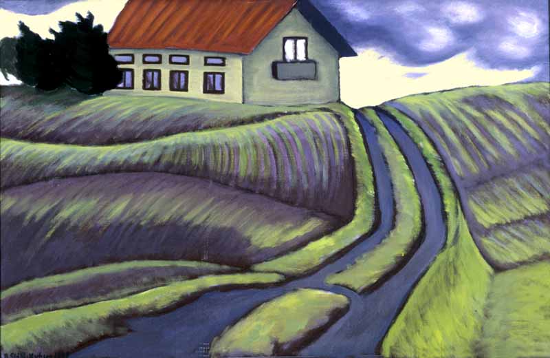 Birgit Ståhl-Nyberg: Resta (1974). Nyplöjd åker på jämtska.
