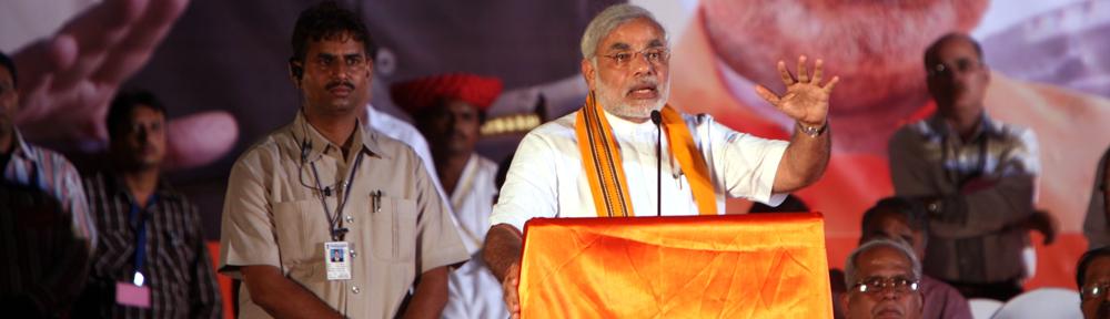 Narenda Modi samlar politiskt kapital med hets mot Indiens muslimer. Bild: Al Jazeera English.
