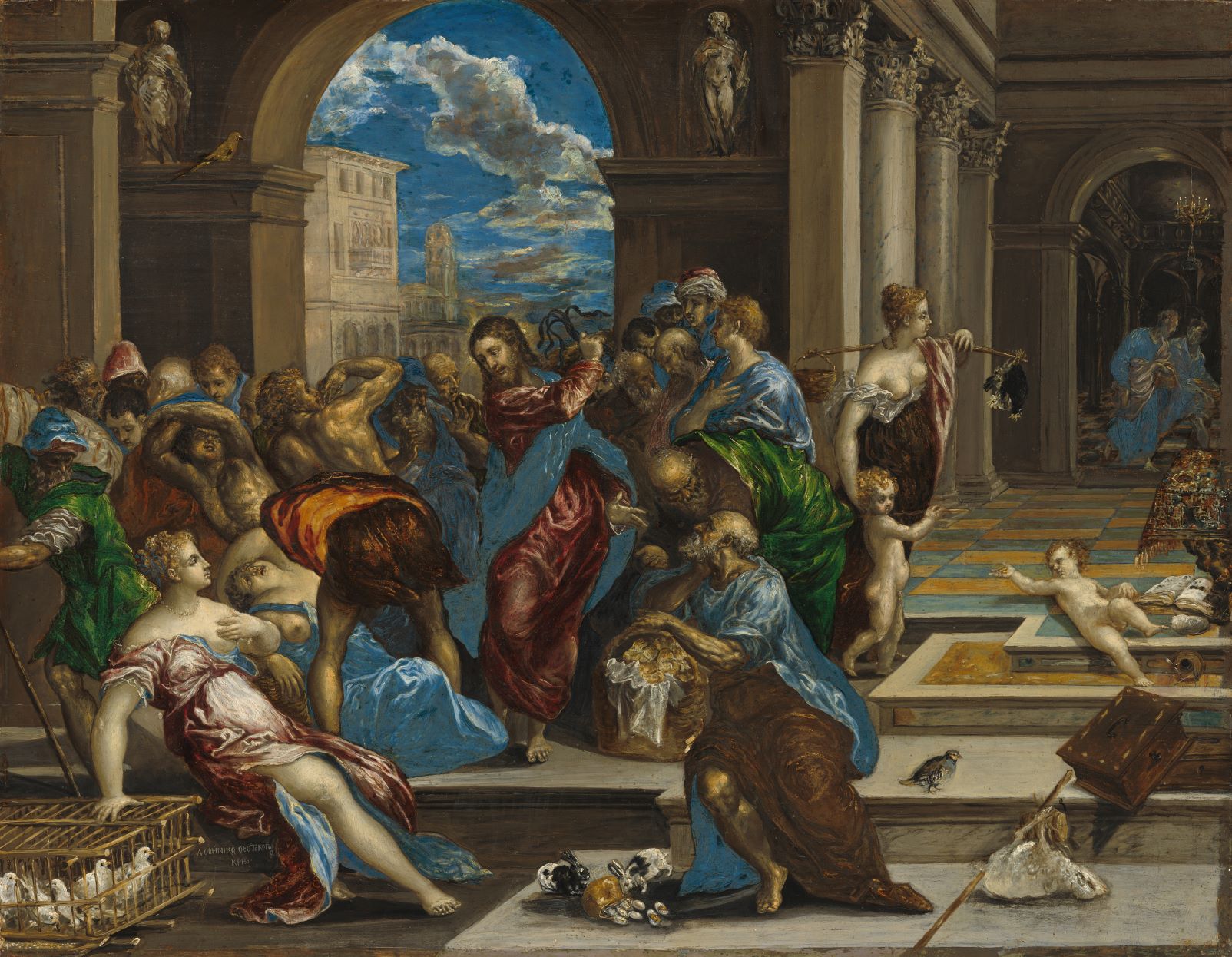Jesus driver månglarna ur templet, målning av El Greco.